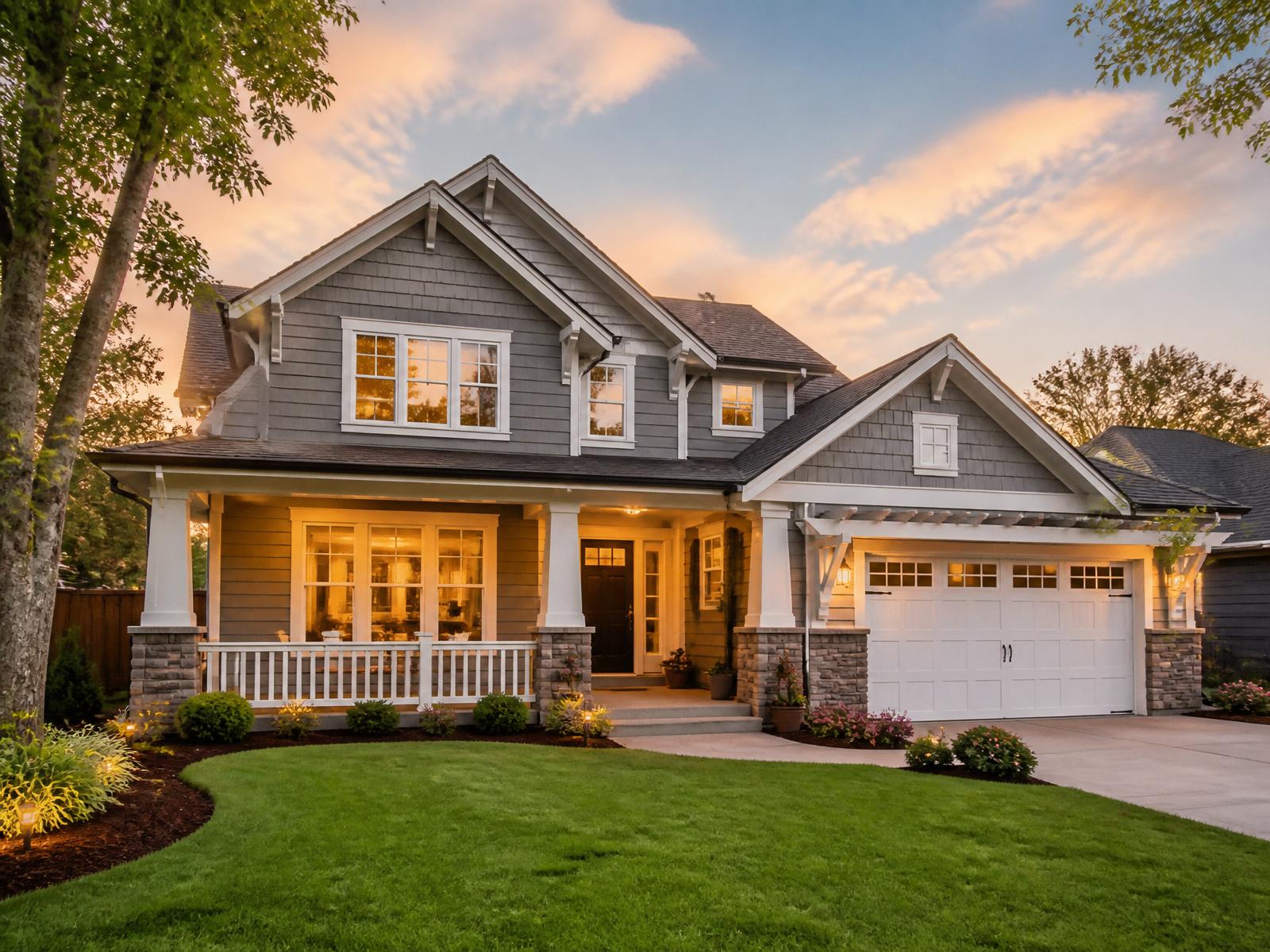Beautiful, well-maintained home at golden hour